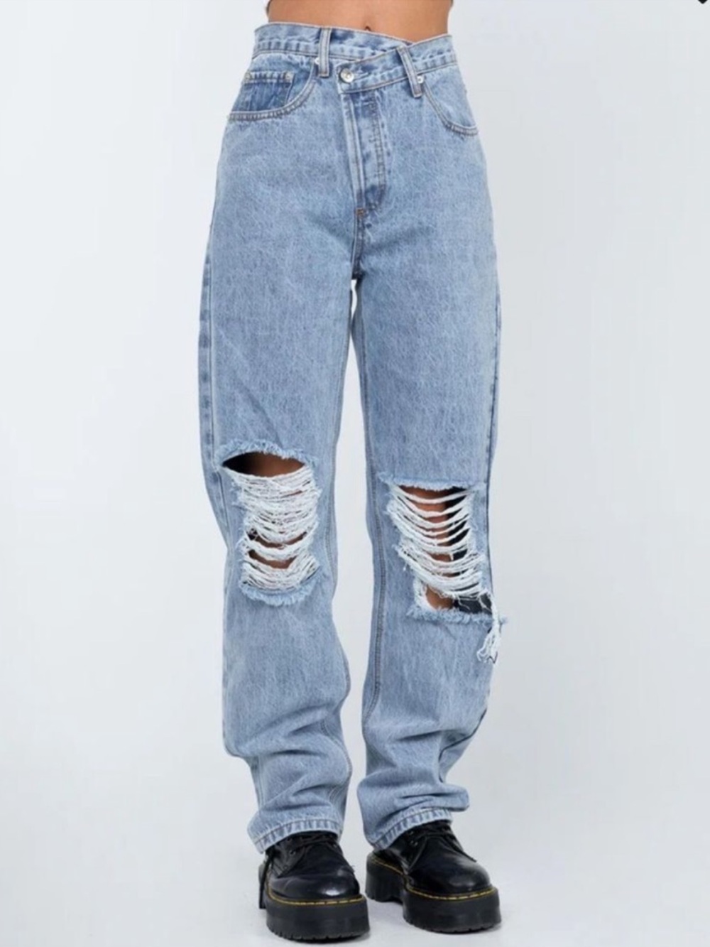 Princess Polly Light Blue Ripped Distressed Holly Jeans